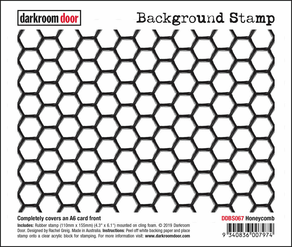 Darkroom Door Background Rubber Stamp Honeycomb 110 x 155mm