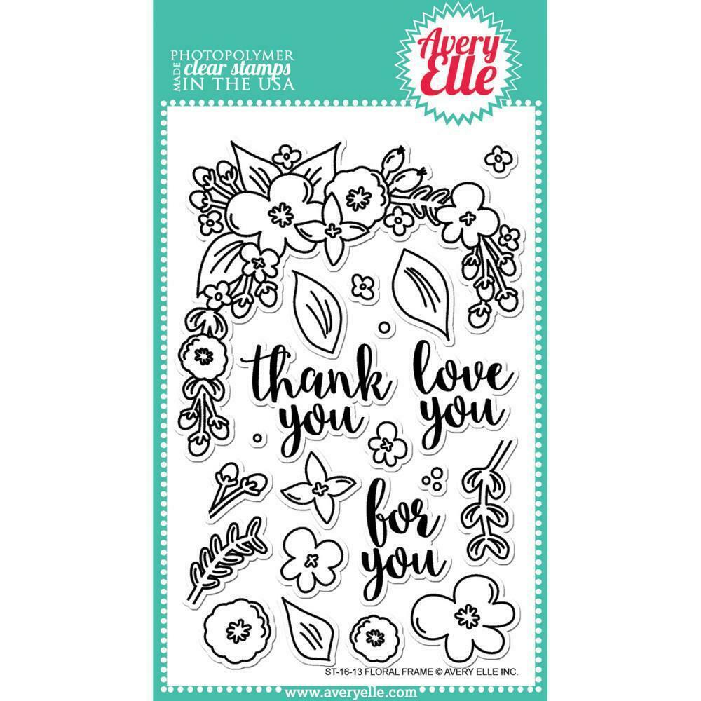 Avery Elle Floral Frame Photopolymer Clear Stamps Made in USA