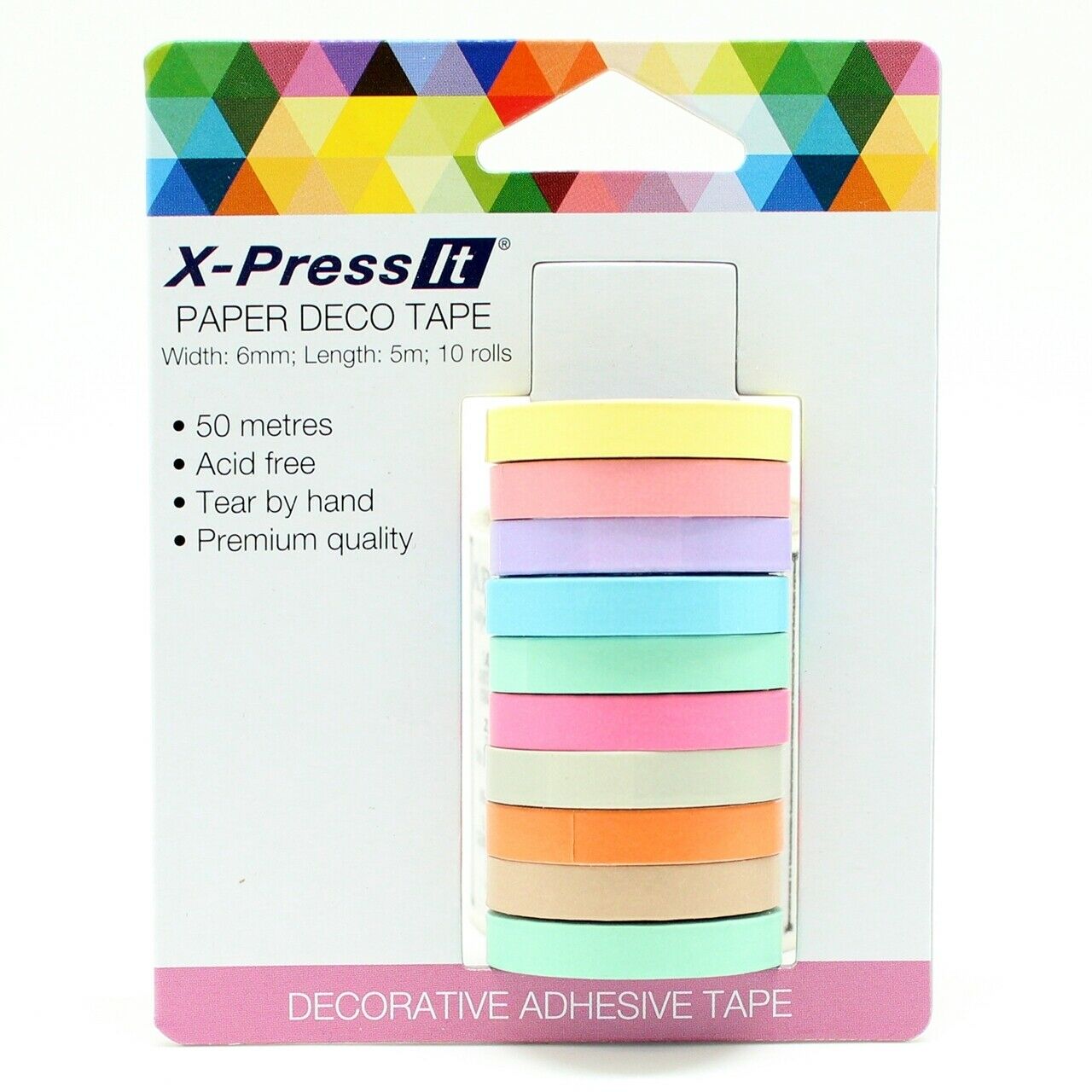 X-Press It Paper Deco Tape 6mm x 5m x 10 Rolls