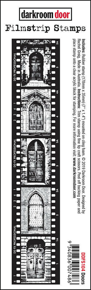 Darkroom Door Filmstrip Rubber Stamp Doors 178mm x 35mm