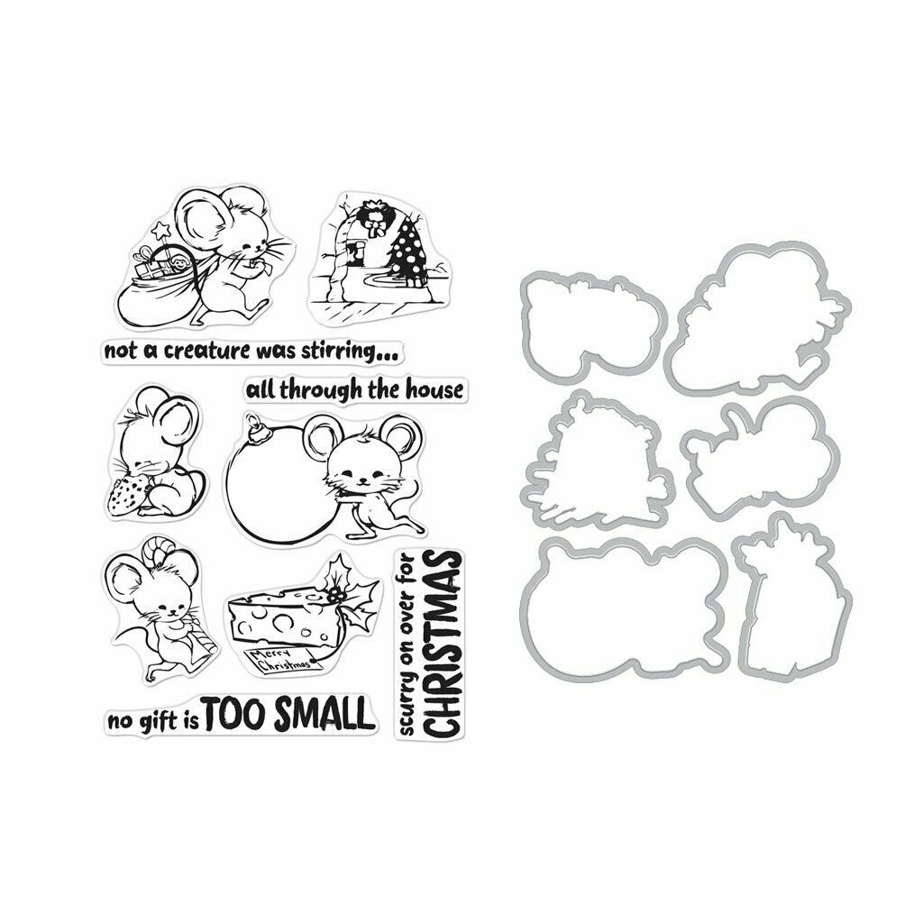 Hero Arts Christmas Mice Clear Stamps and Dies Combo 10 Stamps 6 Dies