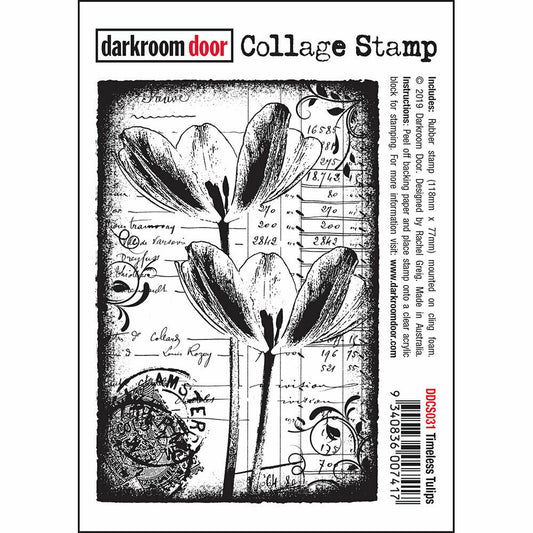 Darkroom Door Collage Rubber Stamp Timeless Tulips 118mm x 77mm
