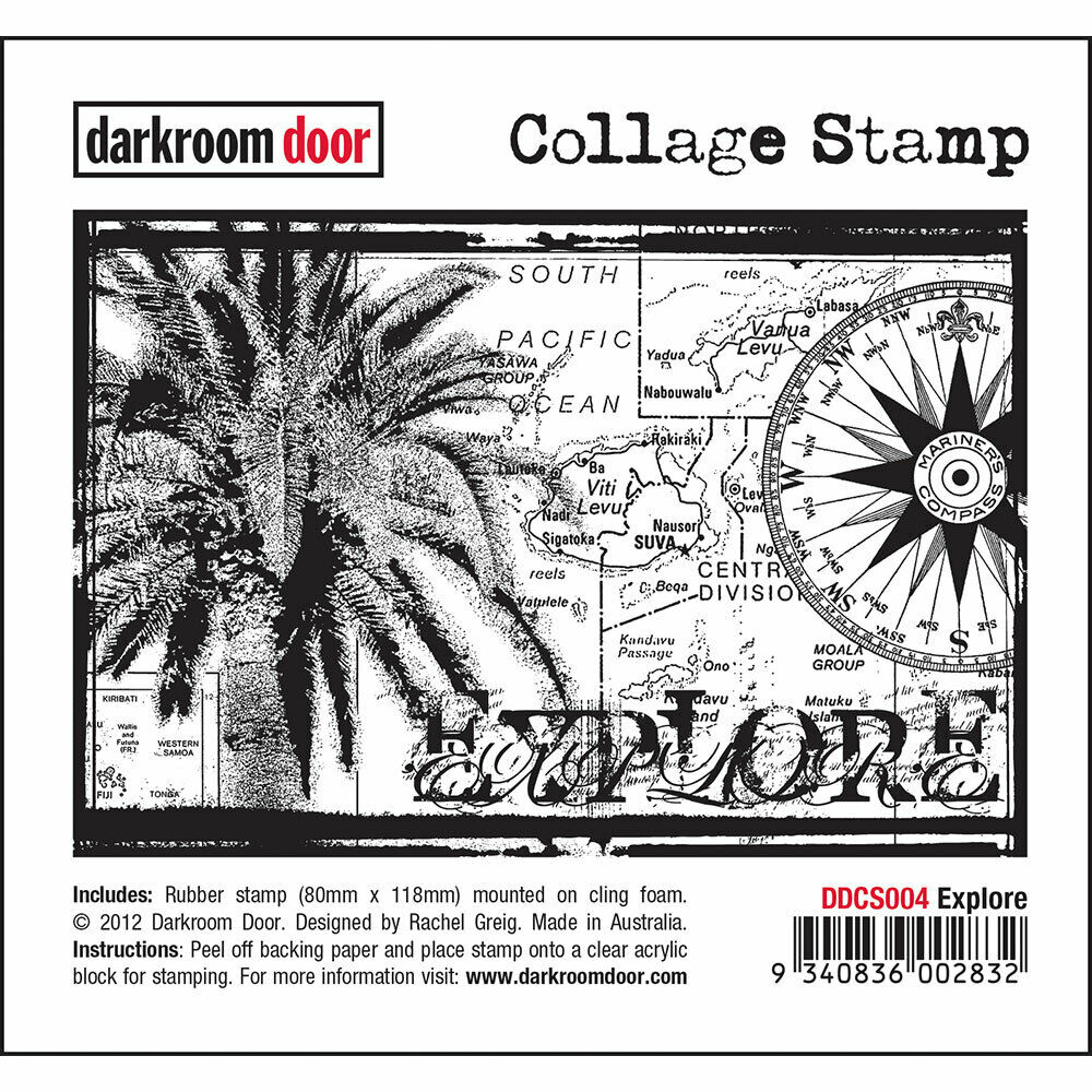 Darkroom Door Collage Rubber Stamp Explore 118mm x 80mm