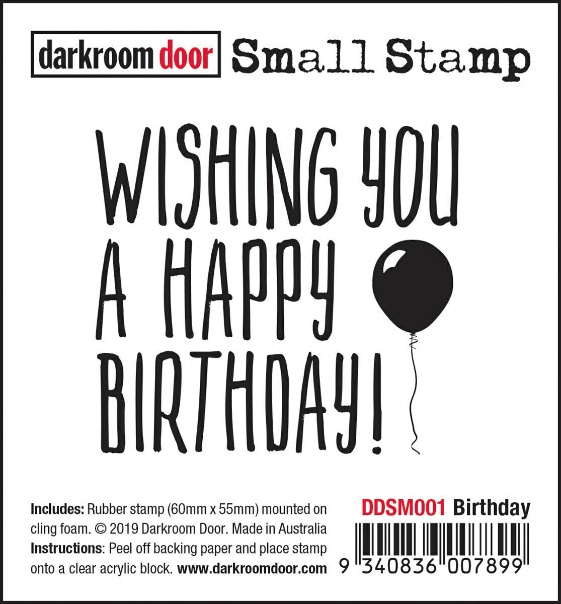 Darkroom Door Small Stamp Birthday Rubber 55mm x 60mm