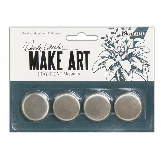 Wendy Vecchi Make Art STAY-tion Magnets Brushed Aluminium 1inch 4pc