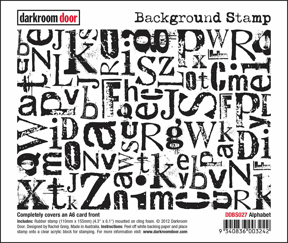 Darkroom Door Background Rubber Stamp Alphabet 110mm x 155mm