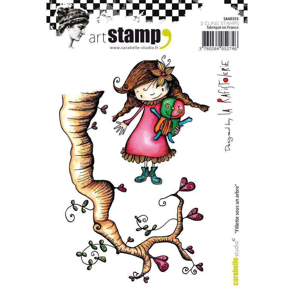 Carabelle Studio Girl Under a Tree Cling Rubber Stamps - 2pc