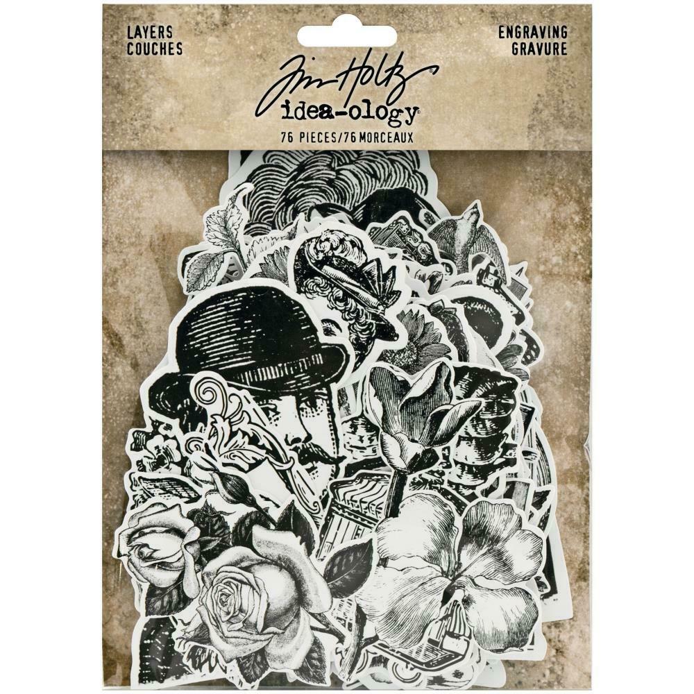 Tim Holtz idea-ology Layers Die Cuts Engraving 76 pieces Scrapbooking Multimedia
