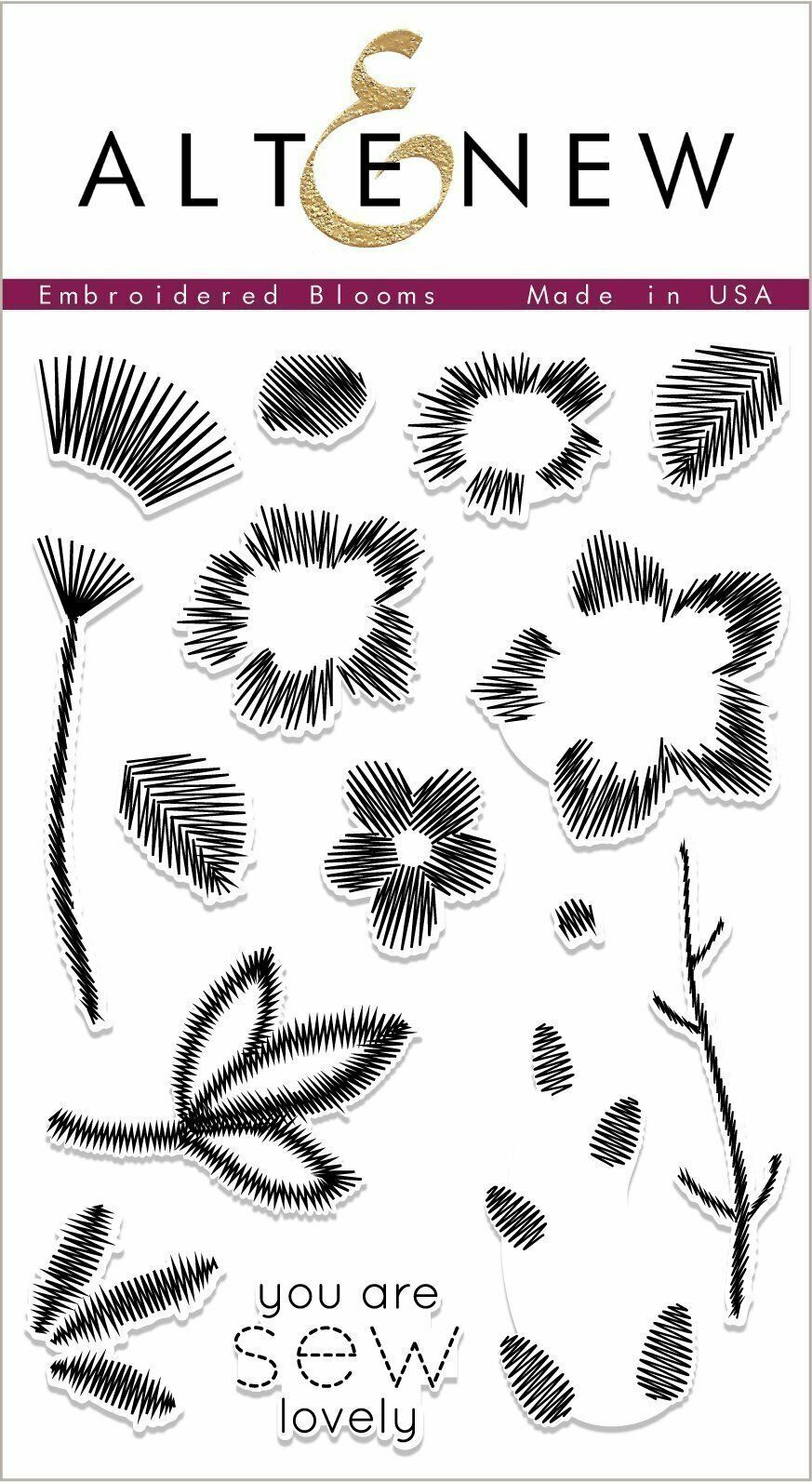 Altenew Embroidered Blooms Clear Stamps 15pcs Made in USA