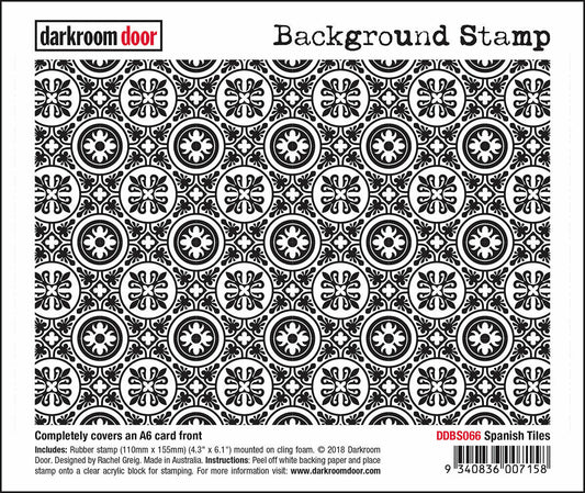 Darkroom Door Background Rubber Stamp Spanish Tiles 110 x 155mm