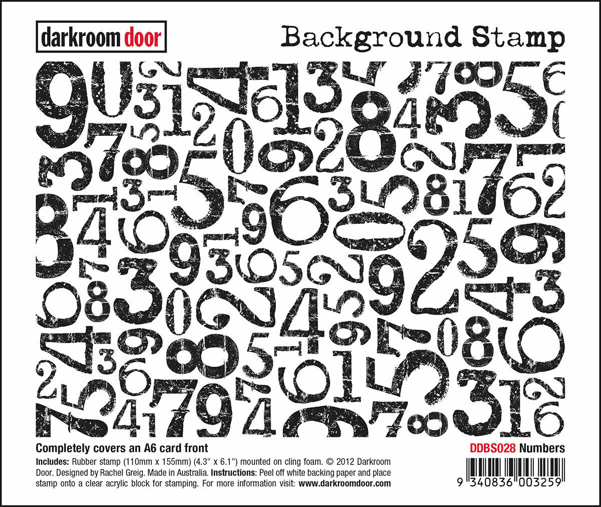 Darkroom Door Background Rubber Stamp Numbers 110 x 155mm