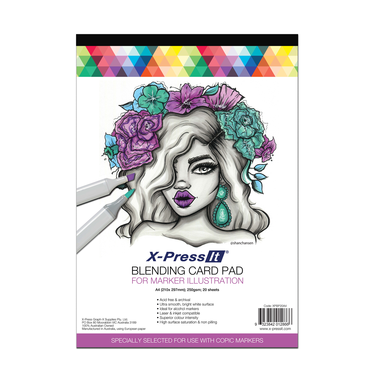 X-Press It Blending Card Pad A4 250gsm 20 Sheets White Ultra smooth