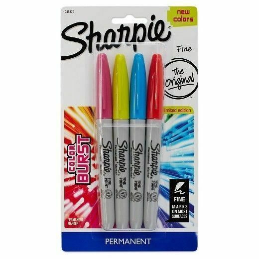 Sharpie Color Burst Fine Point Permanent Markers Set of 4