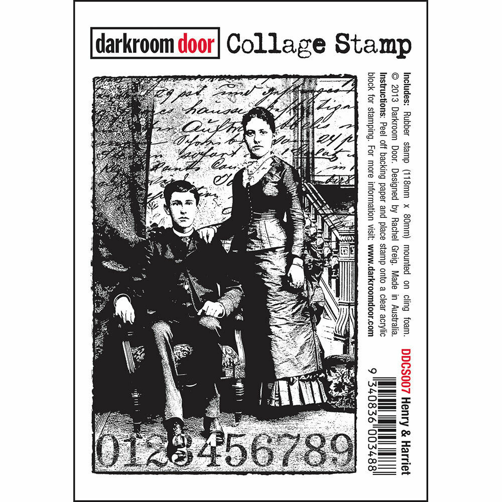 Darkroom Door Collage Rubber Stamp Henry & Harriet 118mm x 80mm