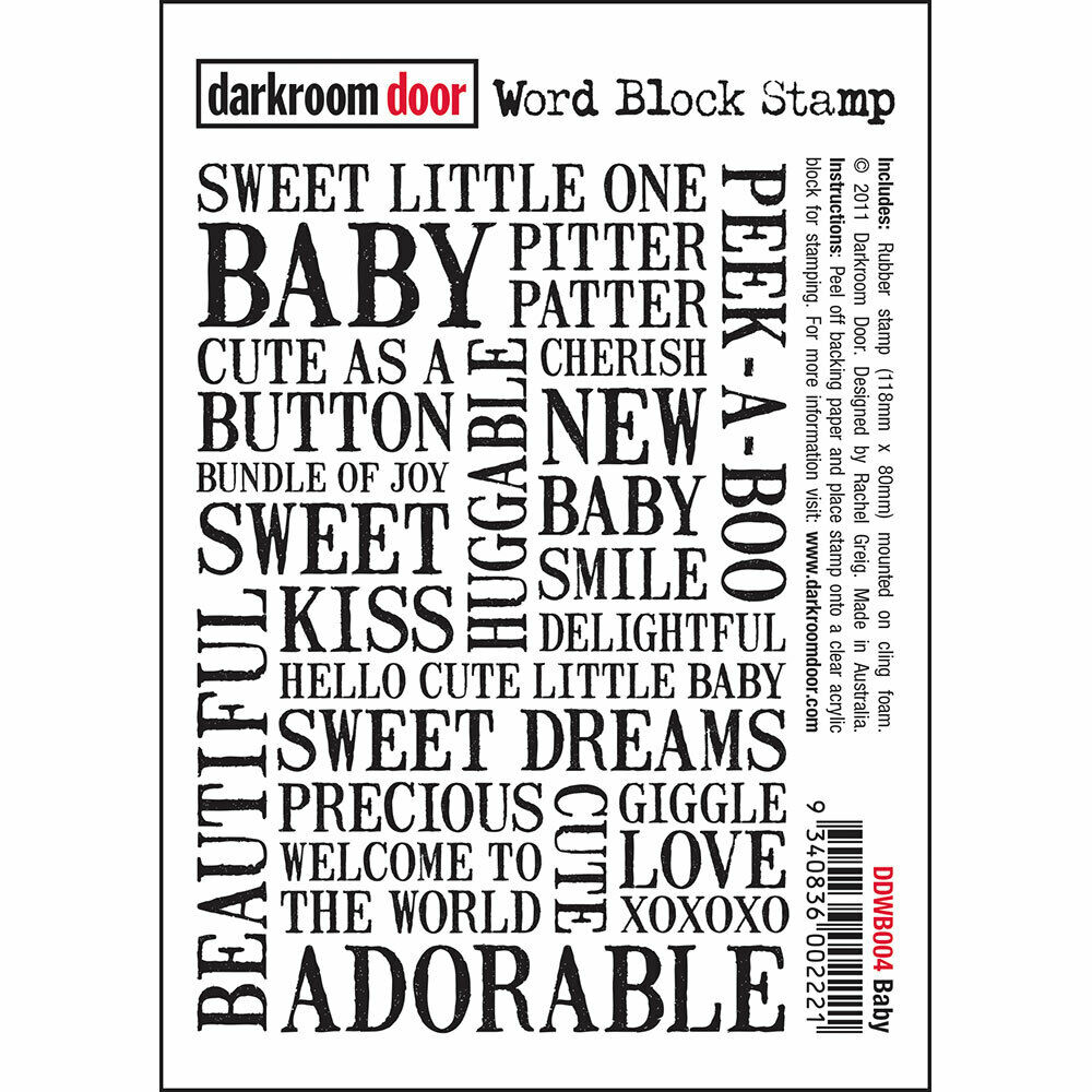 Darkroom Door Word Block Rubber Stamp Baby 118mm x 80mm