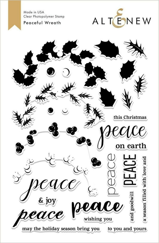 Altenew Peaceful Wreath Clear Stamps 28pcs Christmas Made in USA