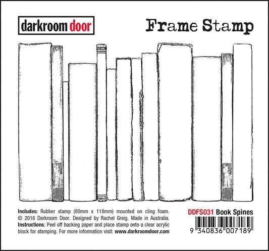 Darkroom Door Frame Book Spines Rubber Stamp 80mm x 118mm