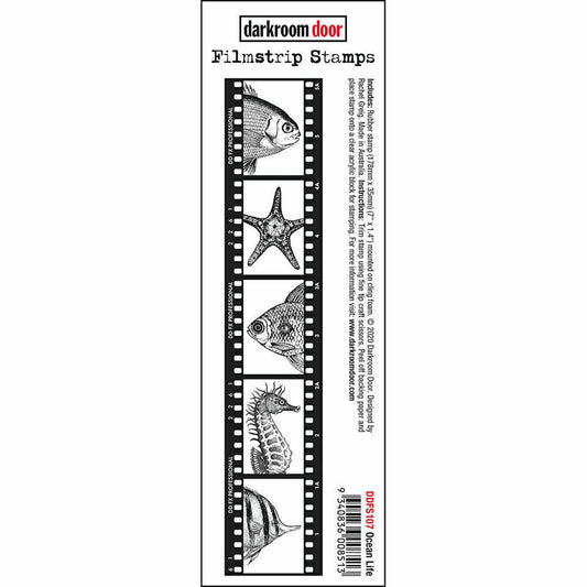 Darkroom Door Filmstrip Rubber Stamp Ocean Life 178mm x 35mm