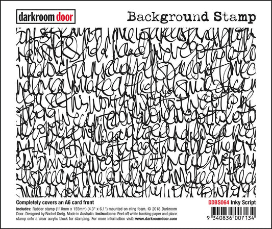 Darkroom Door Background Rubber Stamp Inky Script 110mm x 155mm