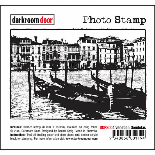 Darkroom Door Photo Rubber Stamp Venetian Gondolas - 118mm x 80mm
