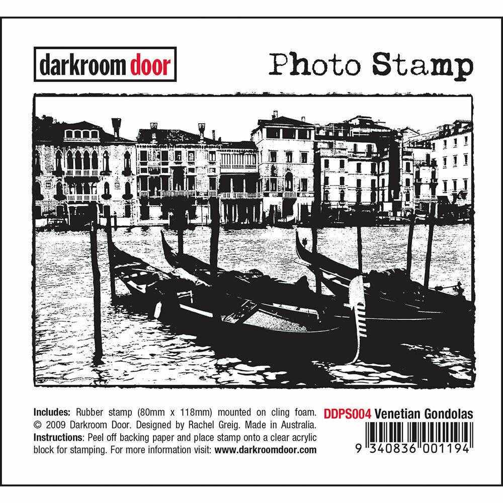 Darkroom Door Photo Rubber Stamp Venetian Gondolas - 118mm x 80mm