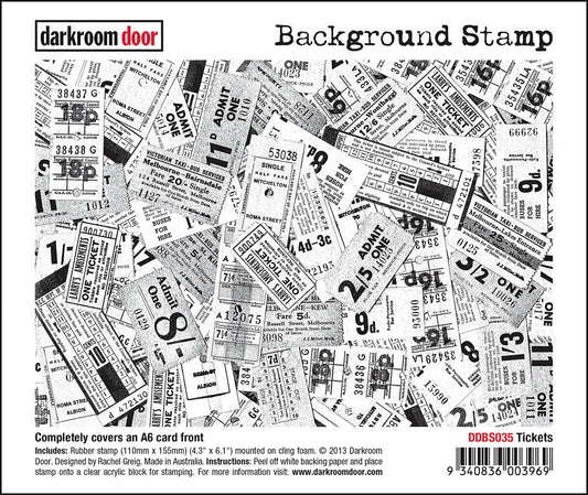 Darkroom Door Background Rubber Stamp Tickets 110mm x 155mm