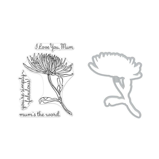 Hero Arts Florals Mum Stem Clear Stamps and Die Combo Set 4 Stamps 1 Dies