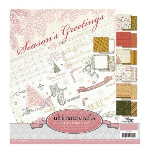 Ultimate Crafts Season's Greetings Patterned Papers 6 x 6 Double Sided