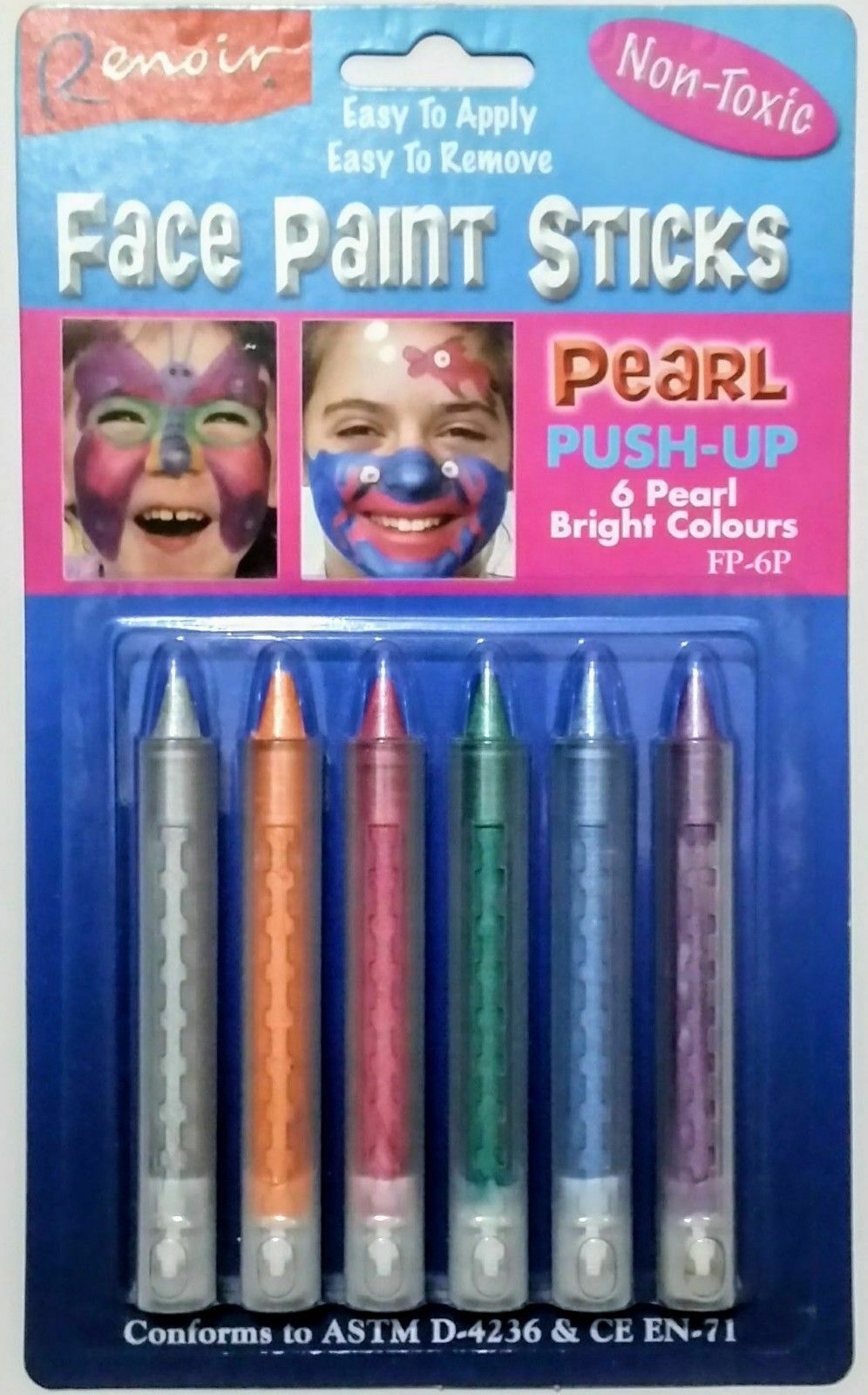 Renoir Face Paint Sticks - Push Up - 6 Pearl Colours