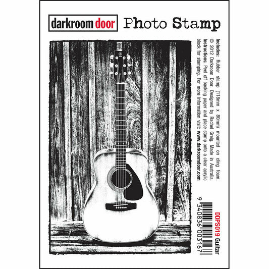 Darkroom Door Photo Rubber Stamp Guitar - 118mm x 80mm