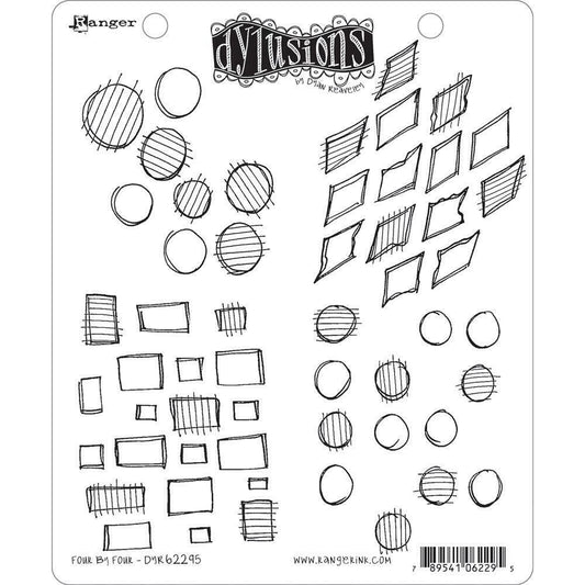 Dylusions Four By Four Cling Rubber Stamps DYR62295 Shapes