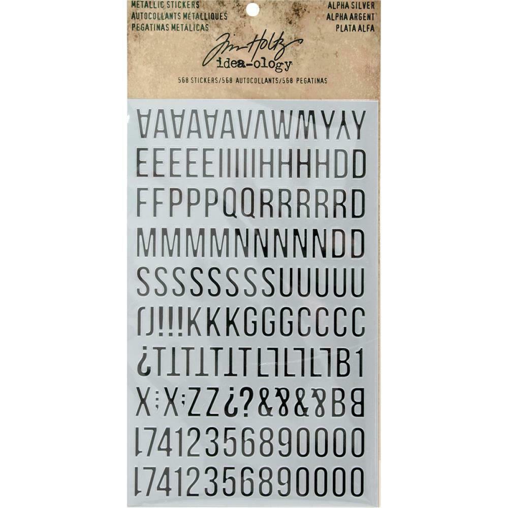 Tim Holtz idea-ology Metallic Finish Stickers Alphabet Silver 568 Stickers