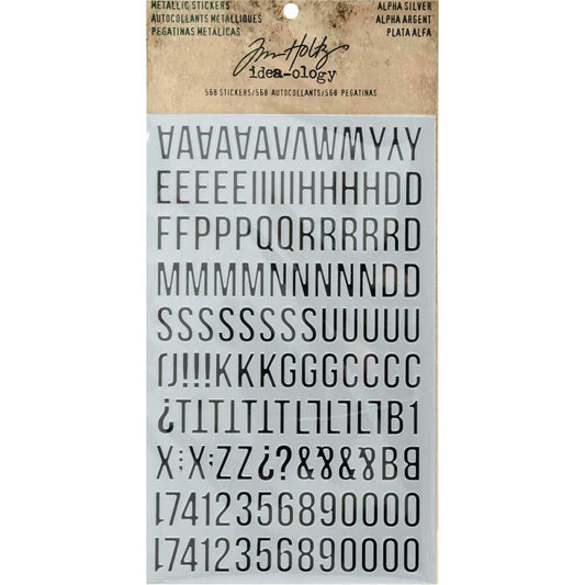 Tim Holtz idea-ology Metallic Finish Stickers Alphabet Silver 568 Stickers