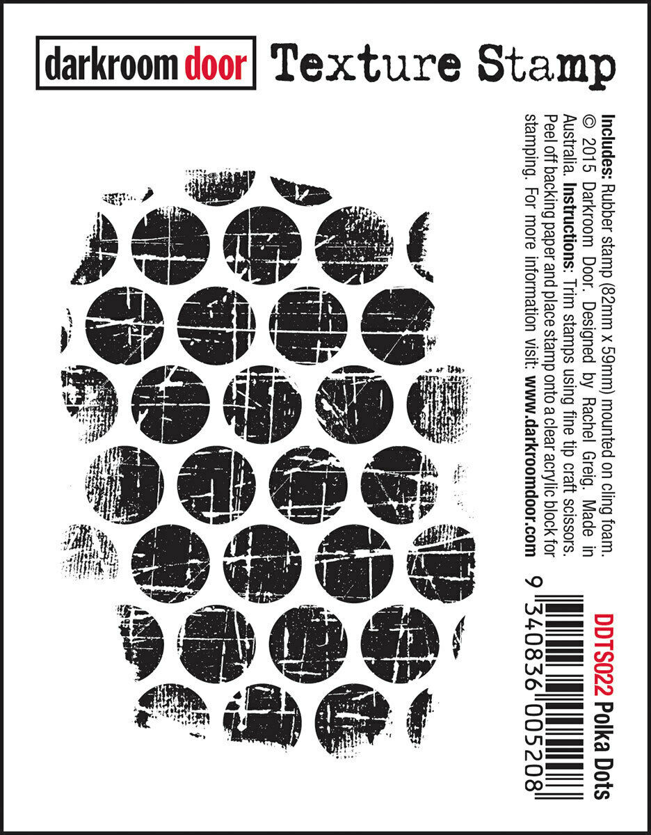 Darkroom Door Texture Rubber Stamp Polka Dots 59mm x 82mm