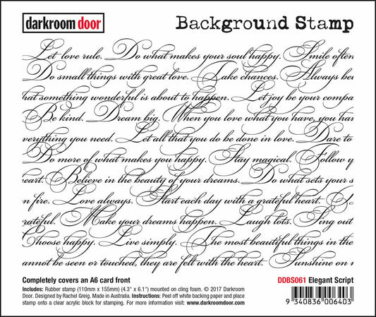 Darkroom Door Background Rubber Stamp Elegant Script 110mm x 155mm