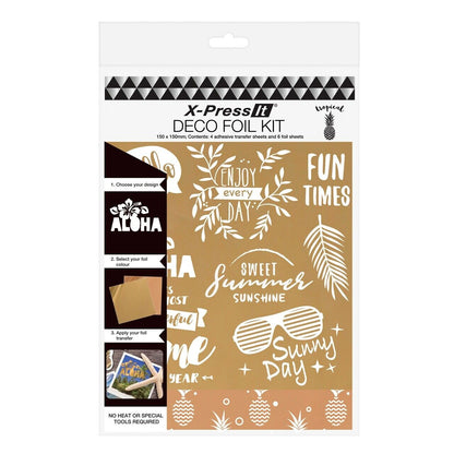 X-Press It Deco Foil Kit - Adhesive Transfer/Foil Sheets - 4 Designs available