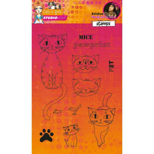 Studio Light Stamps Cats & Girls Mice A5 - 11pc