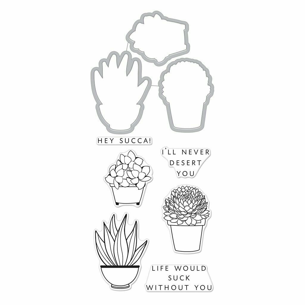 Hero Arts Succulent Clear Stamps and Dies Florals Stamp & Cut 6 Stamps 3 Dies