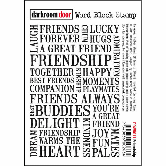 Darkroom Door Word Block Rubber Stamp Friendship 118mm x 80mm