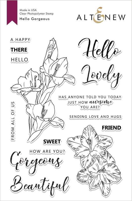 Altenew Hello Gorgeous Clear Stamps 15pcs Made in USA