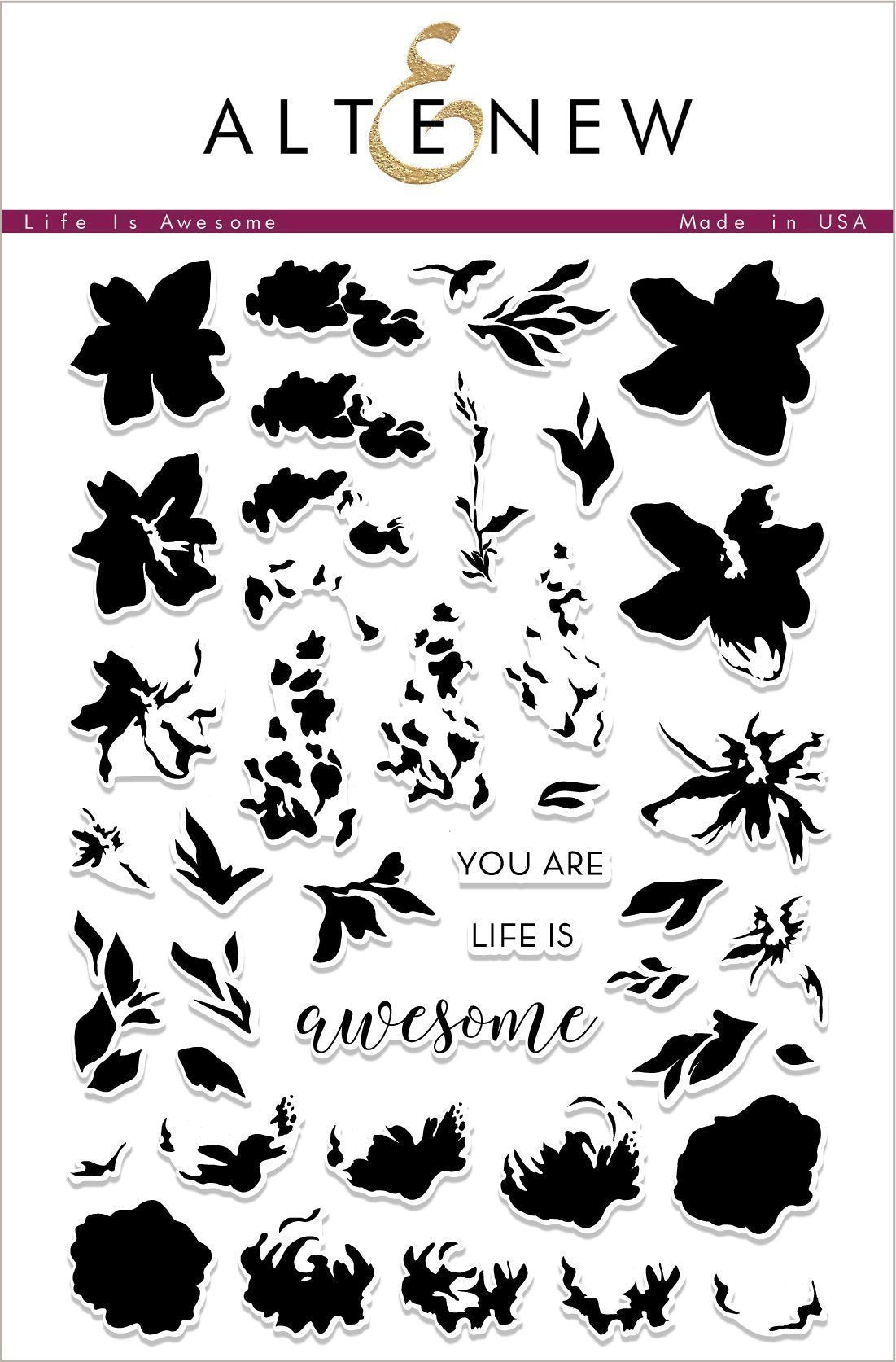 Altenew Life Is Awesome Clear Stamps 42pcs Made in USA