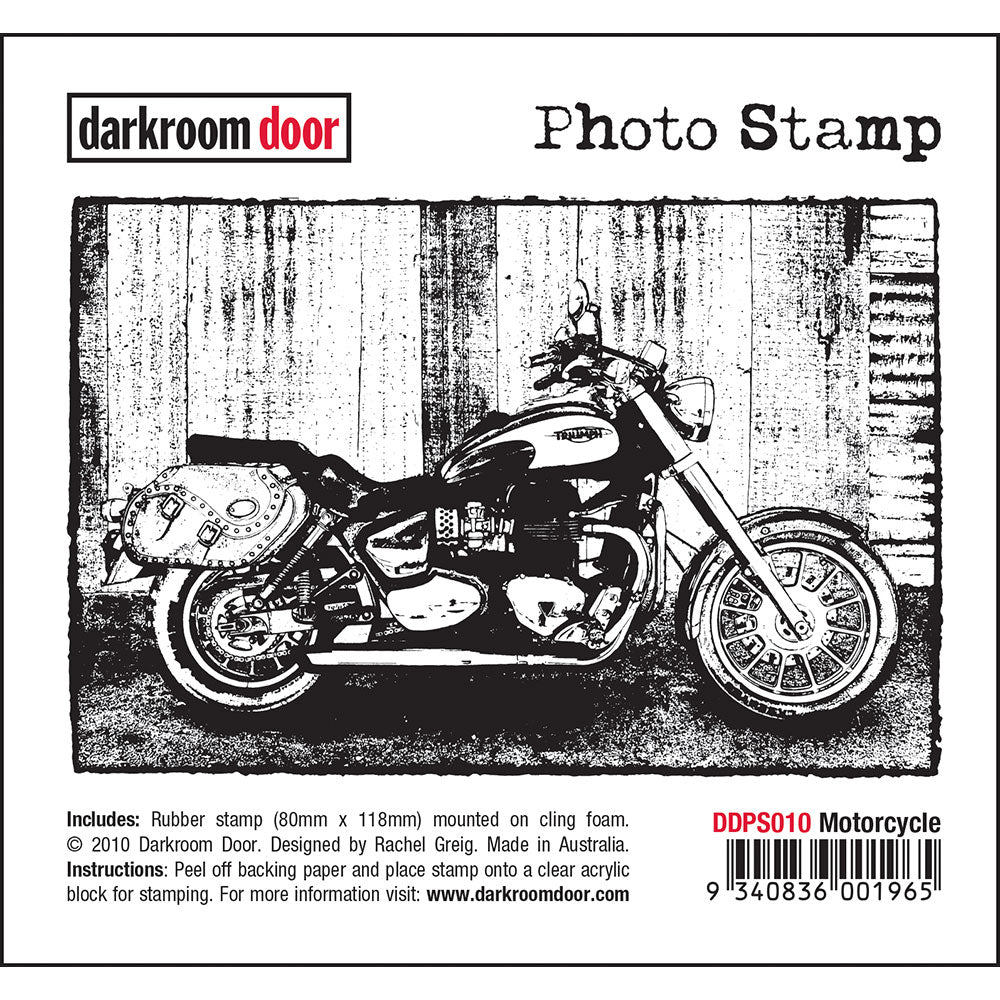 Darkroom Door Photo Rubber Stamp Motorcycle - 118mm x 80mm