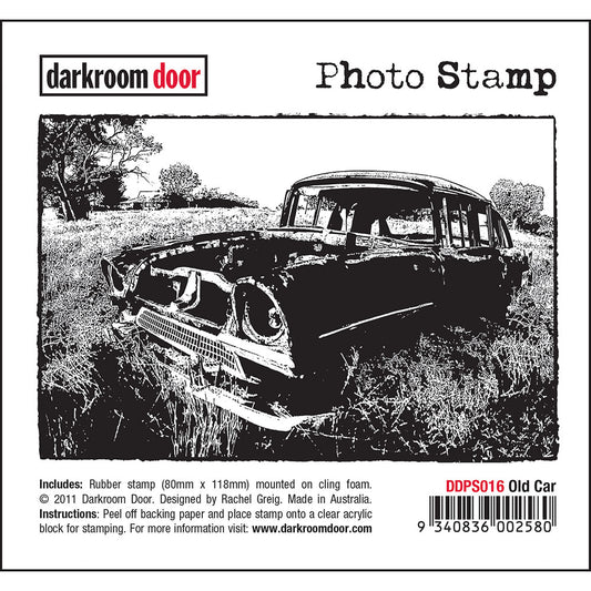Darkroom Door Photo Rubber Stamp Old Car - 118mm x 80mm
