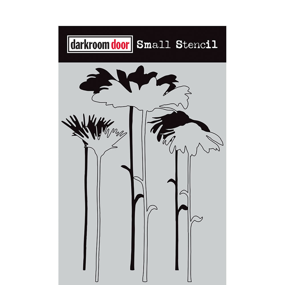 Darkroom Door Small Stencil Tall Flowers 4.5in x 6in Plastic