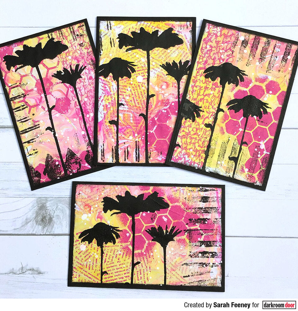 Darkroom Door Small Stencil Tall Flowers 4.5in x 6in Plastic