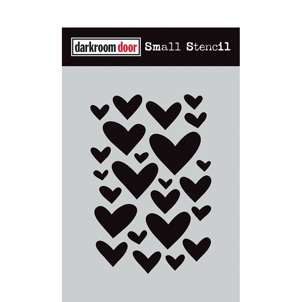 Darkroom Door Small Stencil Arty Hearts 4.5in x 6in Plastic