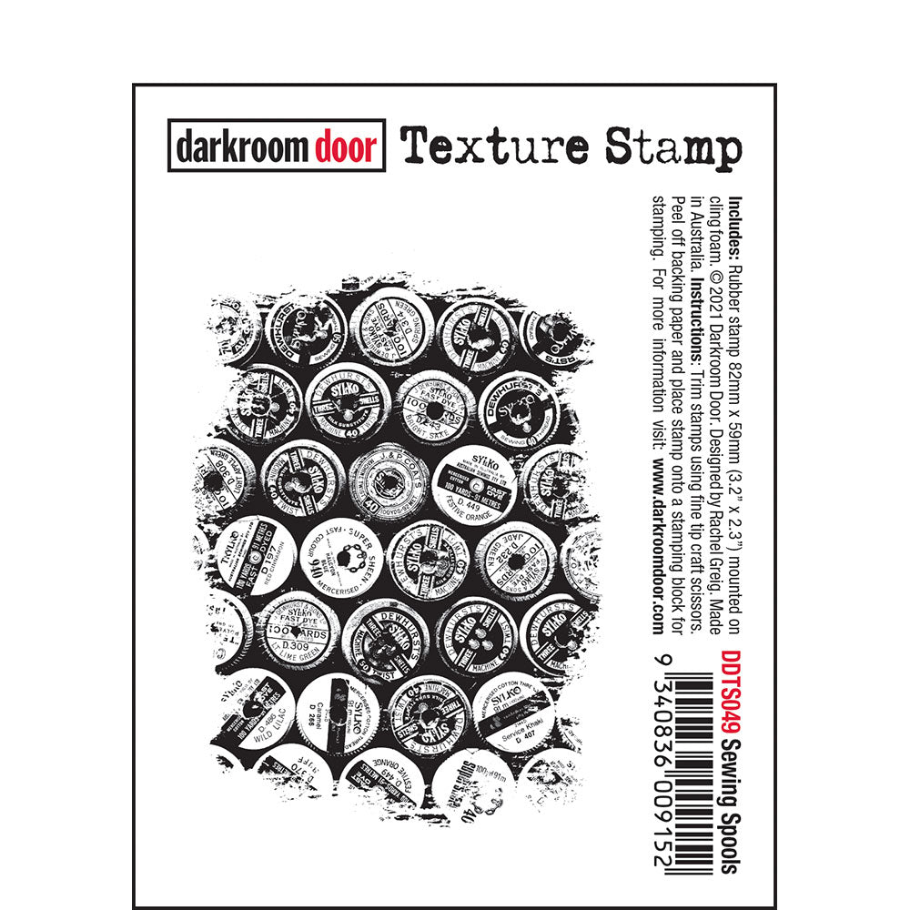 Darkroom Door Texture Rubber Stamp Sewing Spools 59mm x 82mm