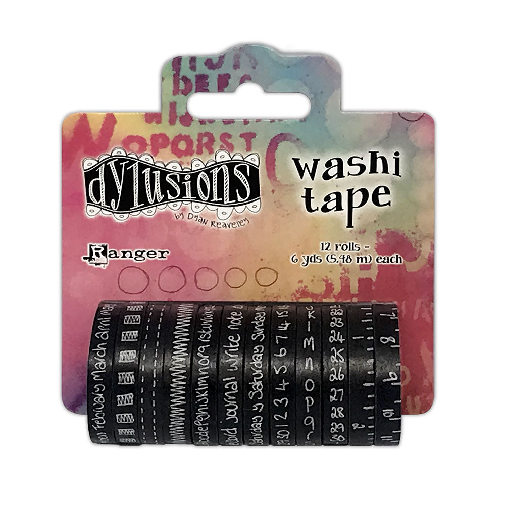 Dylusions Washi Tape Black 12 Rolls of 5.48m each Dyan Reaveley