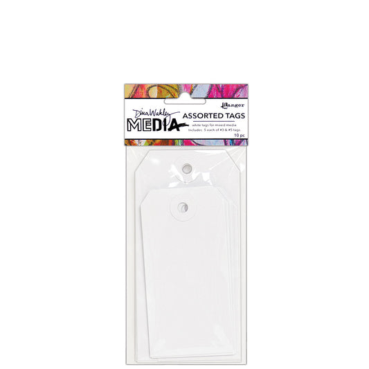 Dina Wakley Media Assorted Tags White 10pc #3 #5 for Mixed Media